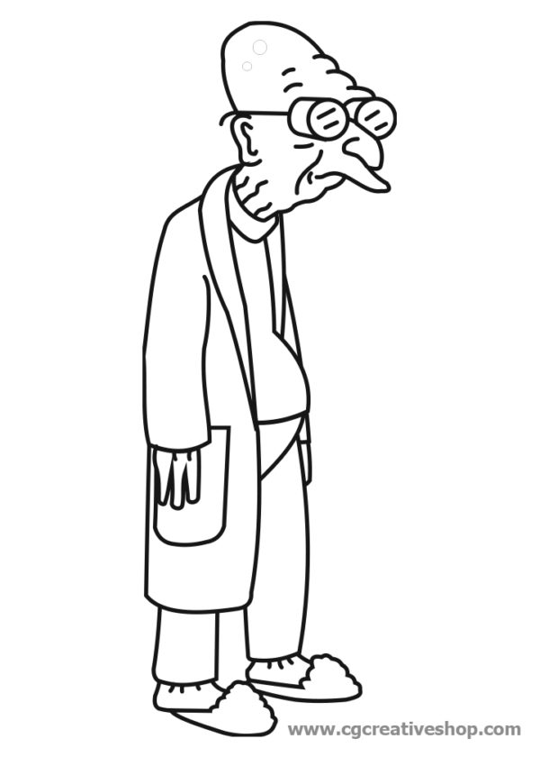 Professor Farnsworth - Futurama disegno da colorare - Cgcreativeshop