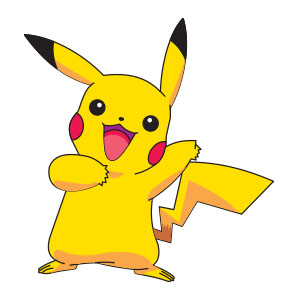 Pokémon Pikachu com amarelo olhos e azul rabo sentado em uma Preto fundo.  generativo ai. 28405022 Foto de stock no Vecteezy