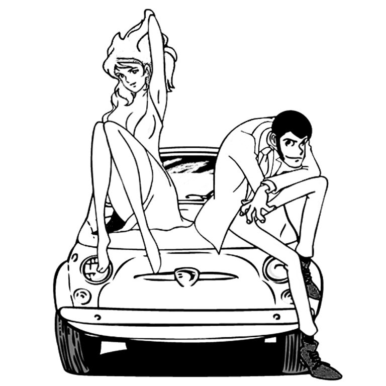 Lupin III e Fujiko, disegno da colorare - Cgcreativeshop