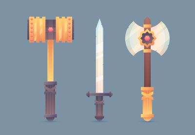 Flat Fantasy Weapons in Illustrator