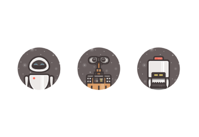 Icons of Wall-E in Adobe Illustrator