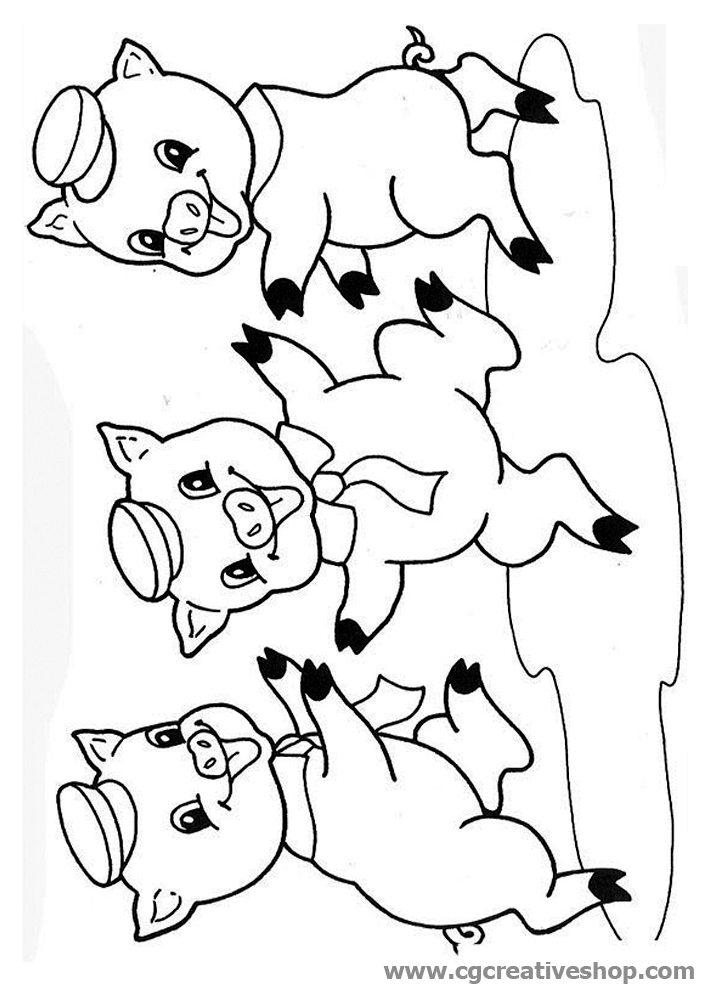 I Tre Porcellini, disegno per bambini da colorare - Cgcreativeshop