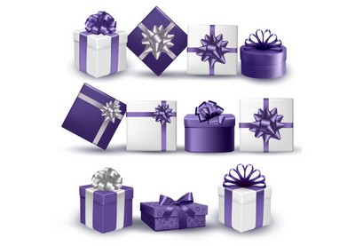 Draw an Violet Collection of Presents in Illustrator