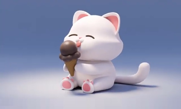 Make a stylized 3D Kitten with Ice Cream in Blender